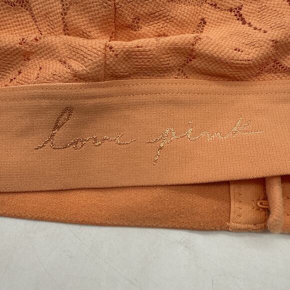 PINK by Victoria’s Secret Lace Strappy Back Halter Neck Bralette Peach Size XXL - Picture 3 of 6